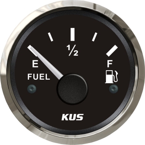 Indicador de Combustible. Cara Negra - Bisel Cromio. Marca WEMA/KUS. (para aforador de 0 -180 ohmios)